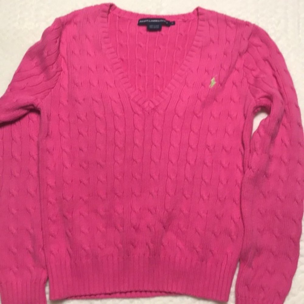 EUC juniors pink Ralph Lauren Sport XL sweater.